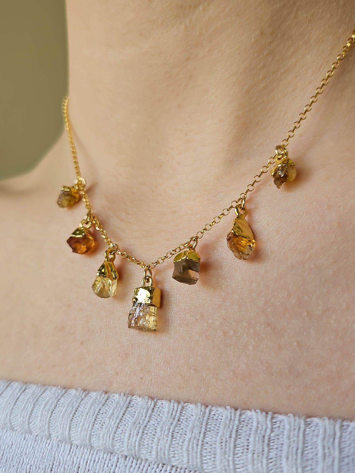 Collier Topaze jaune, citrine, doré