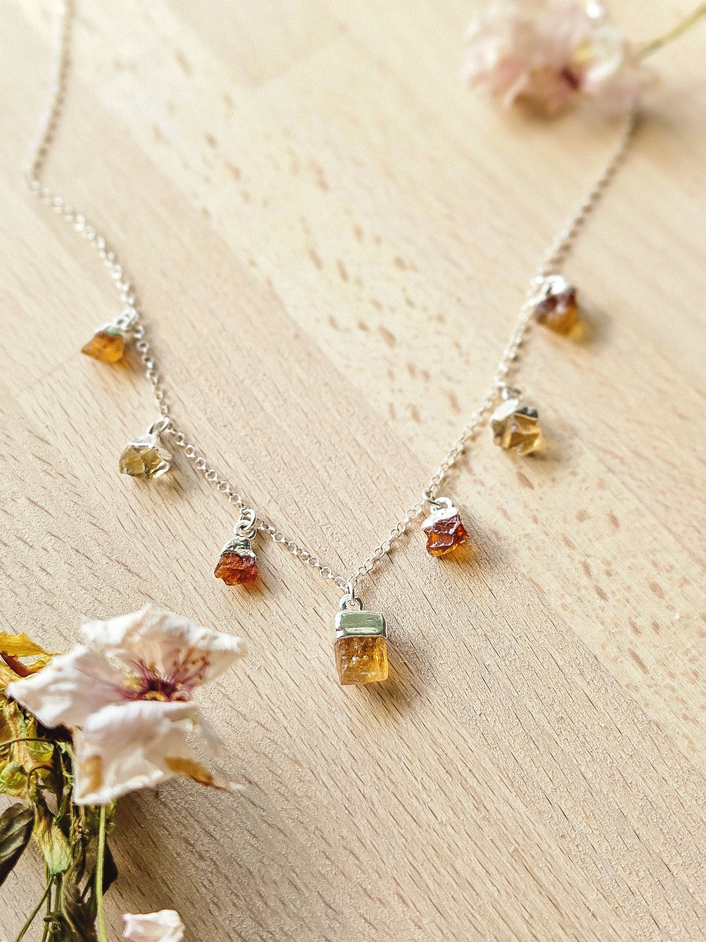 Collier Topaze jaune et citrine, argenté