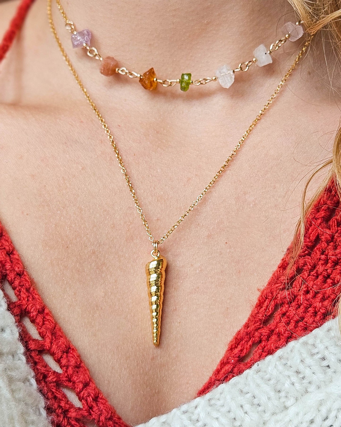 Collier coquillage doré