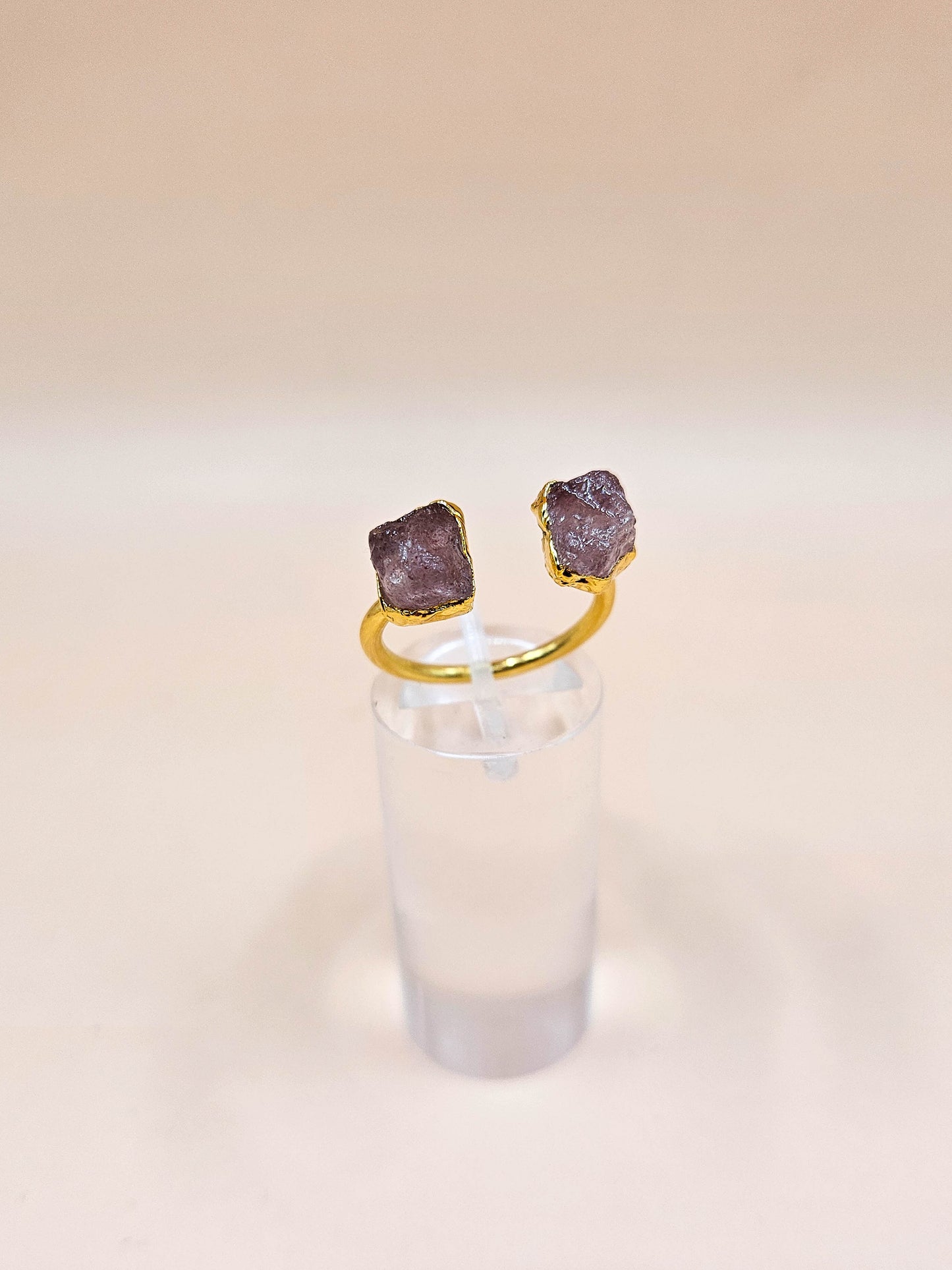 Bague Nova en quartz fraise, doré