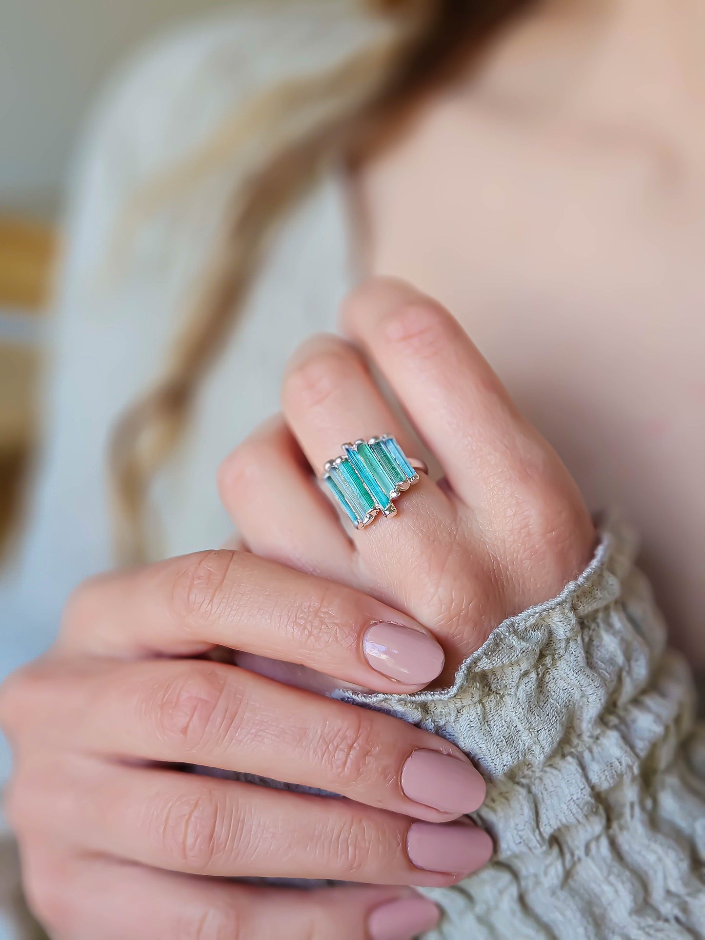 Bague Tourmaline verte, argent