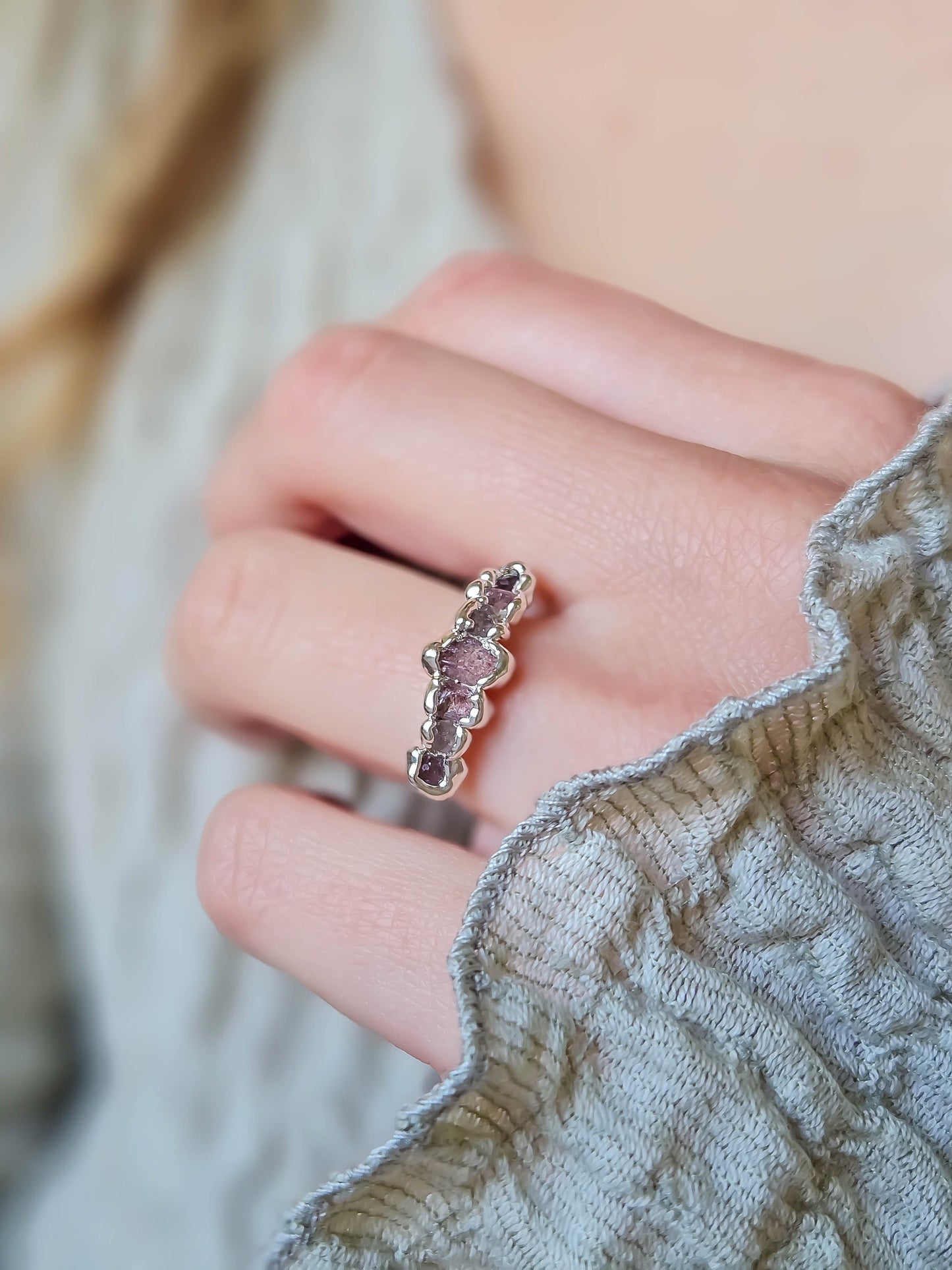 Bague Quartz fraise, argent