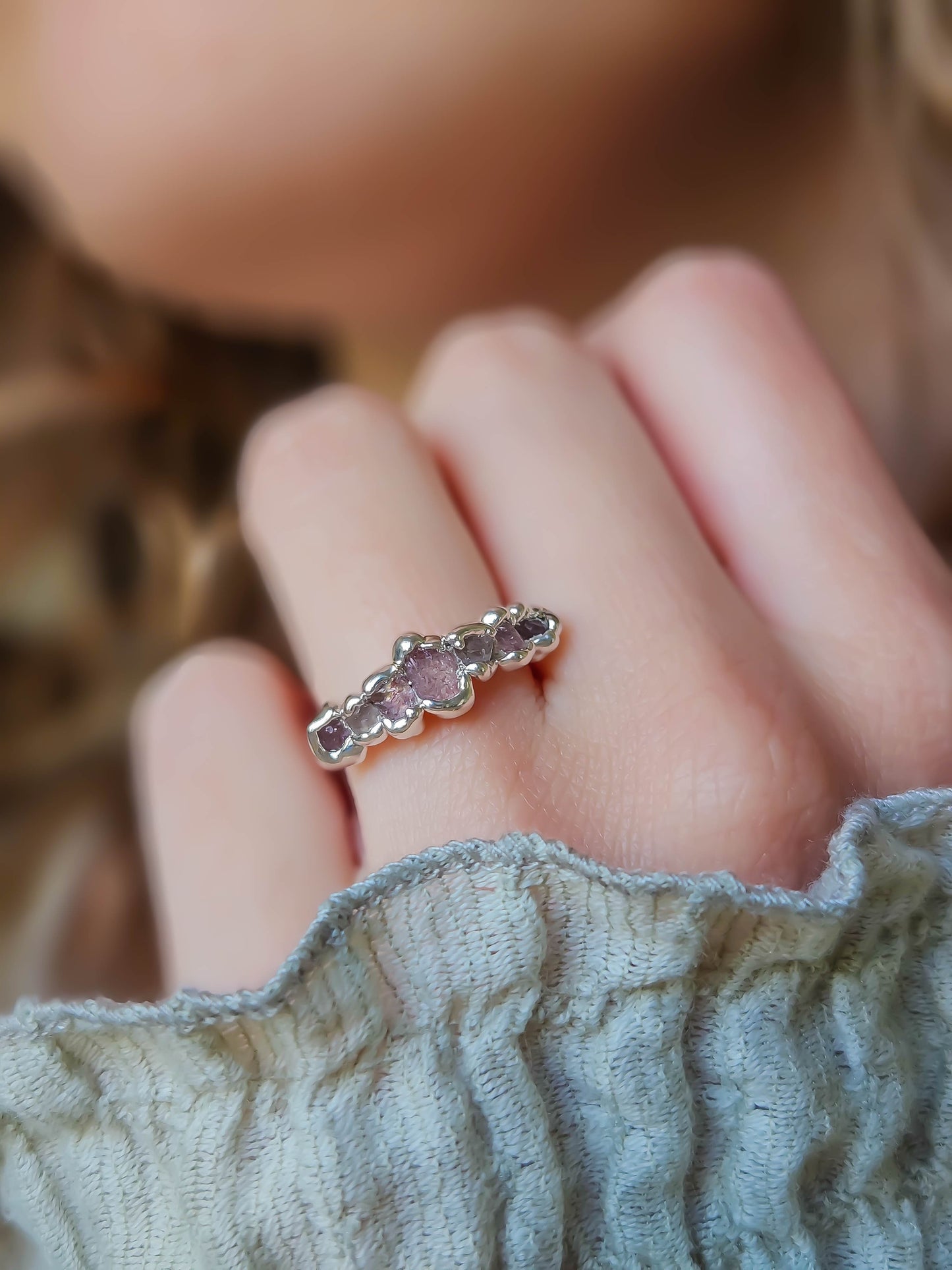 Bague Quartz fraise, argent