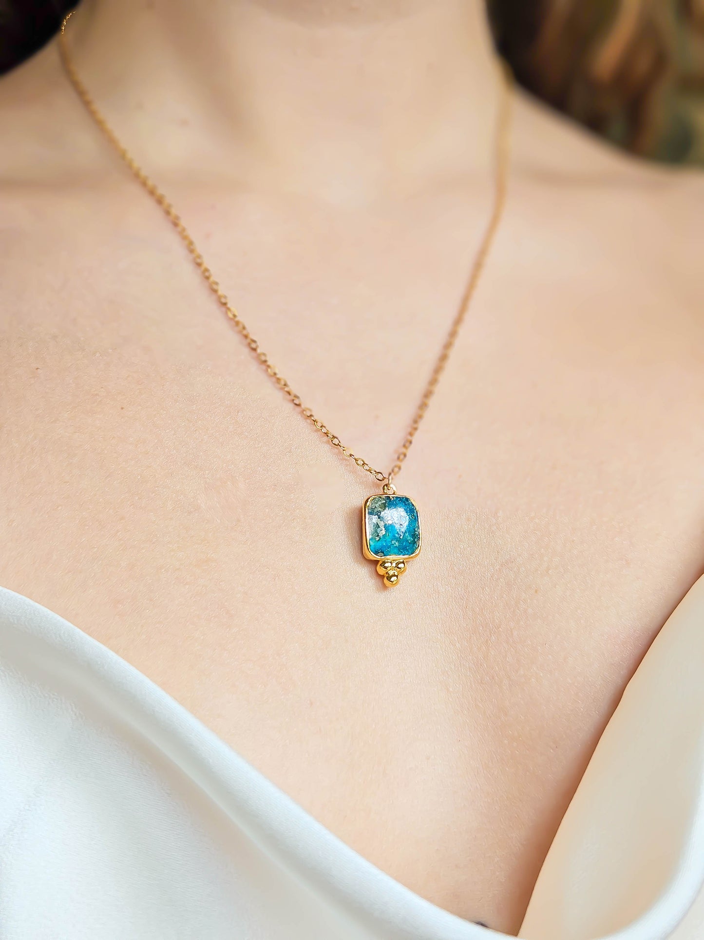 Collier Turquoise, doré