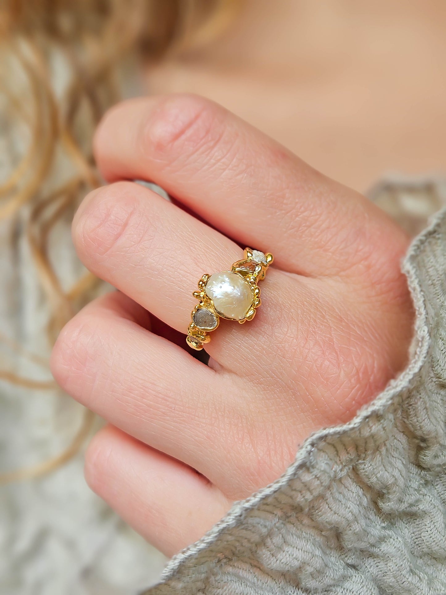 Bague Perle d'eau douce, or