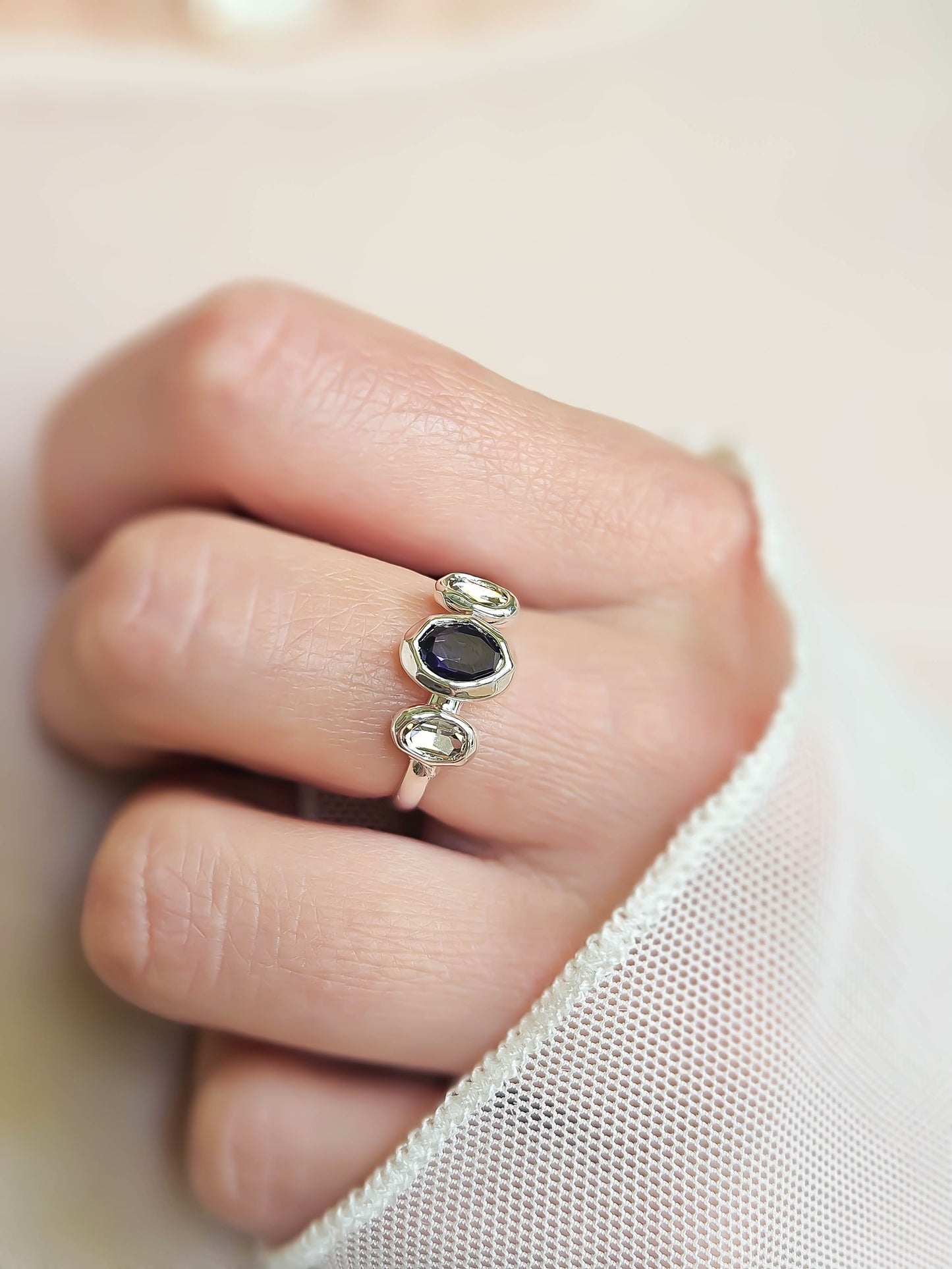 Bague cristal, argent