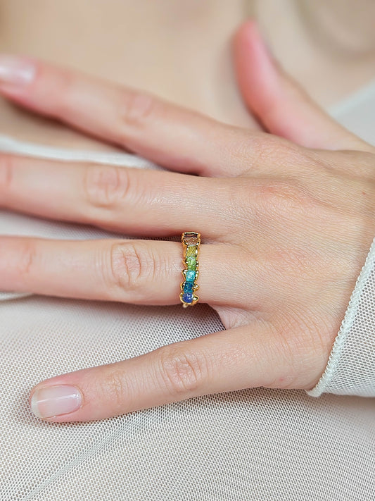 Bague 7 pierres brutes