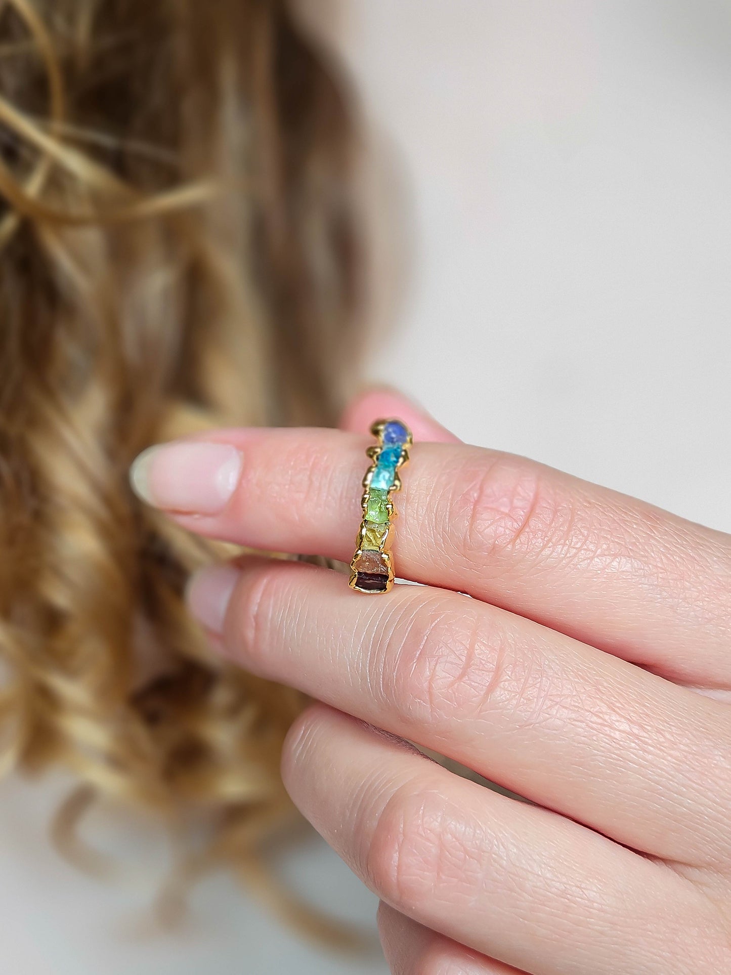 Bague 7 pierres brutes