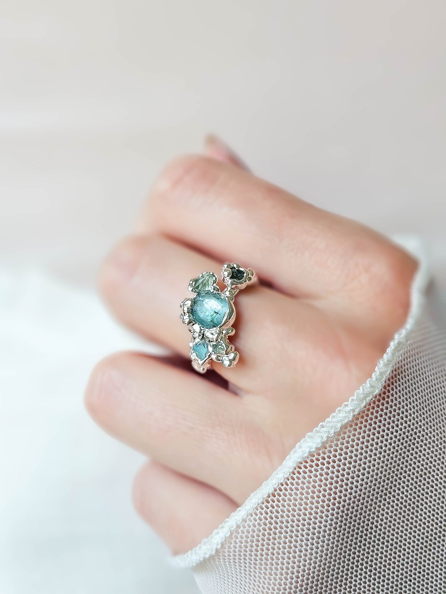 Bague Lagon bleu, Argent