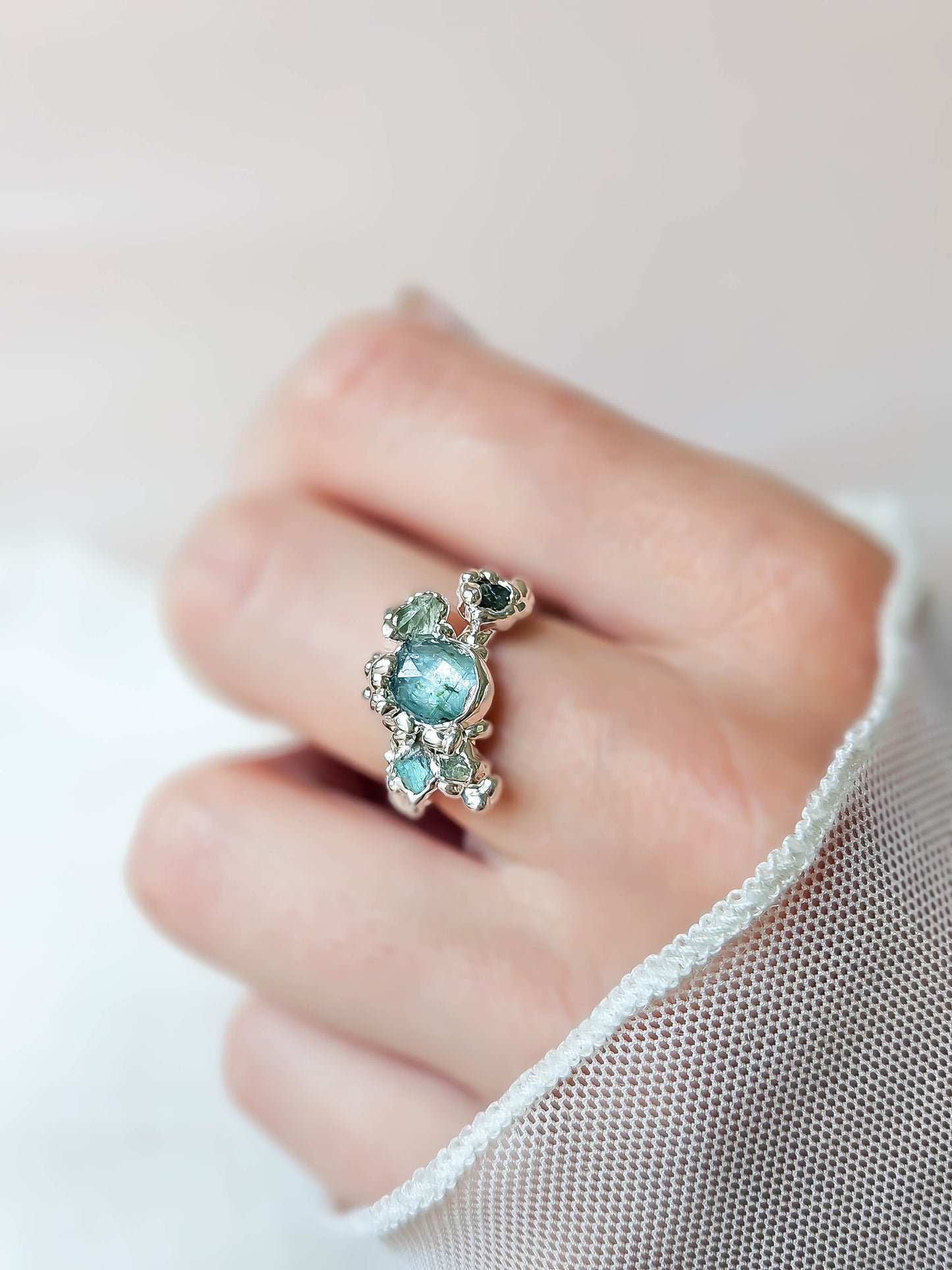 Bague Lagon bleu, Argent