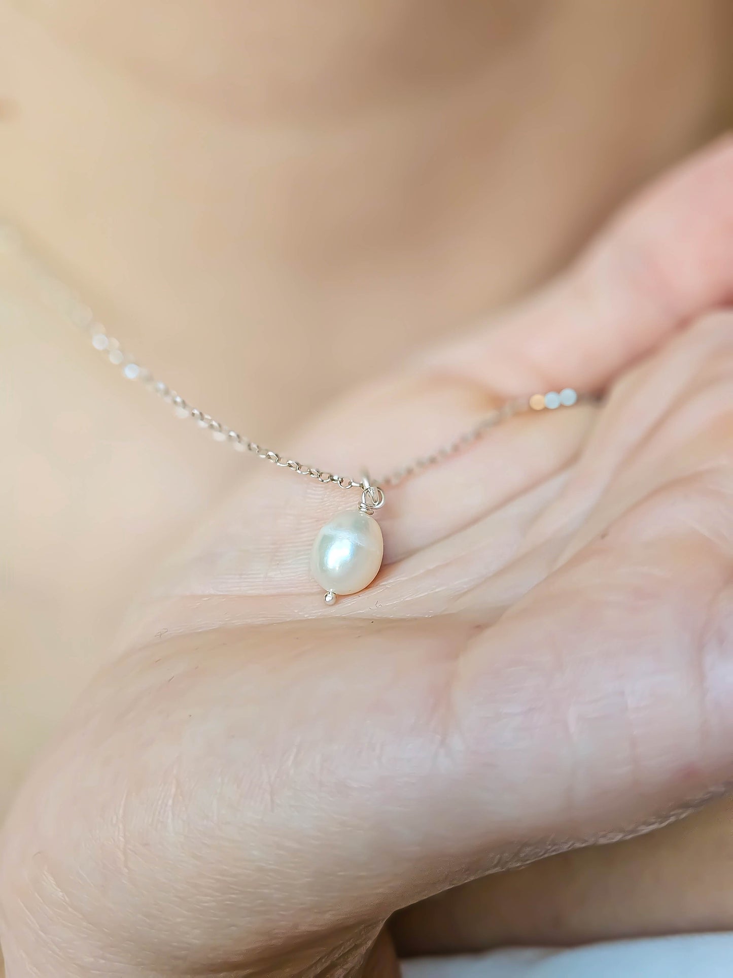 Collier Simple perle, Argent