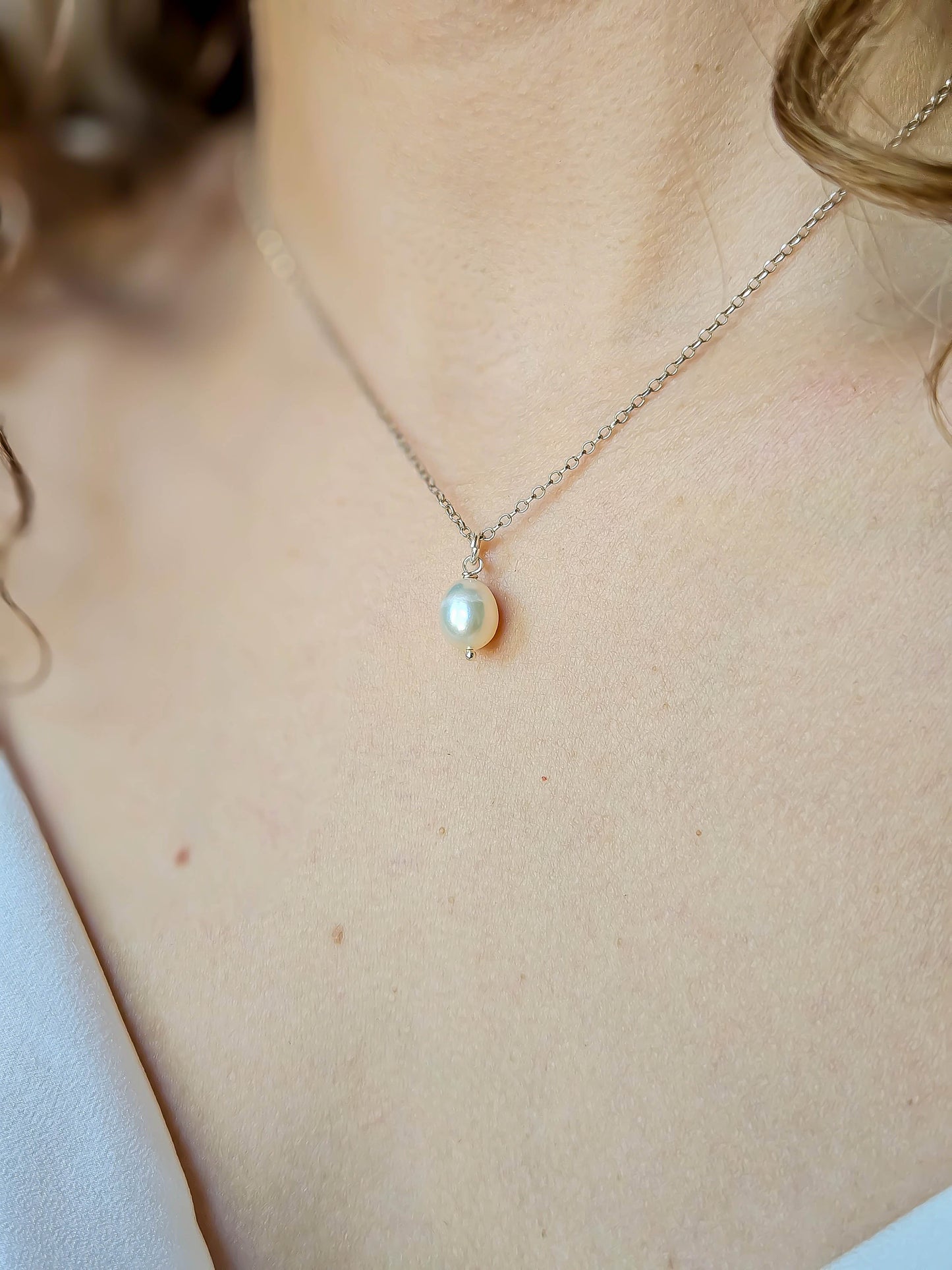 Collier Simple perle, Argent