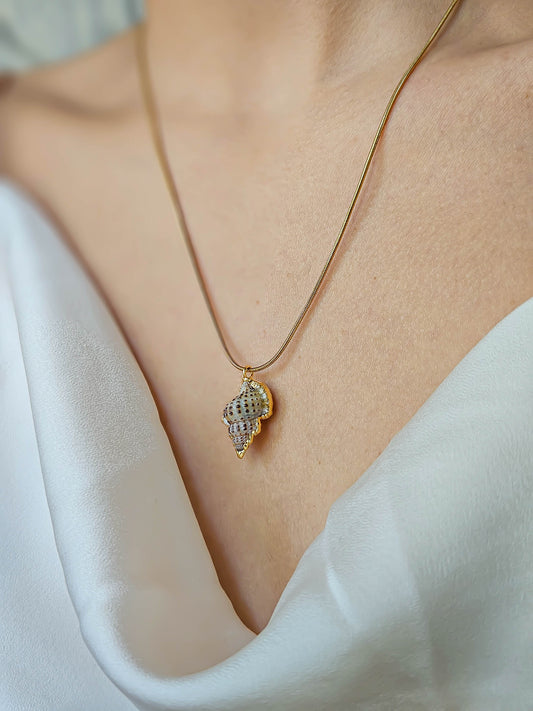 Collier coquillage, doré