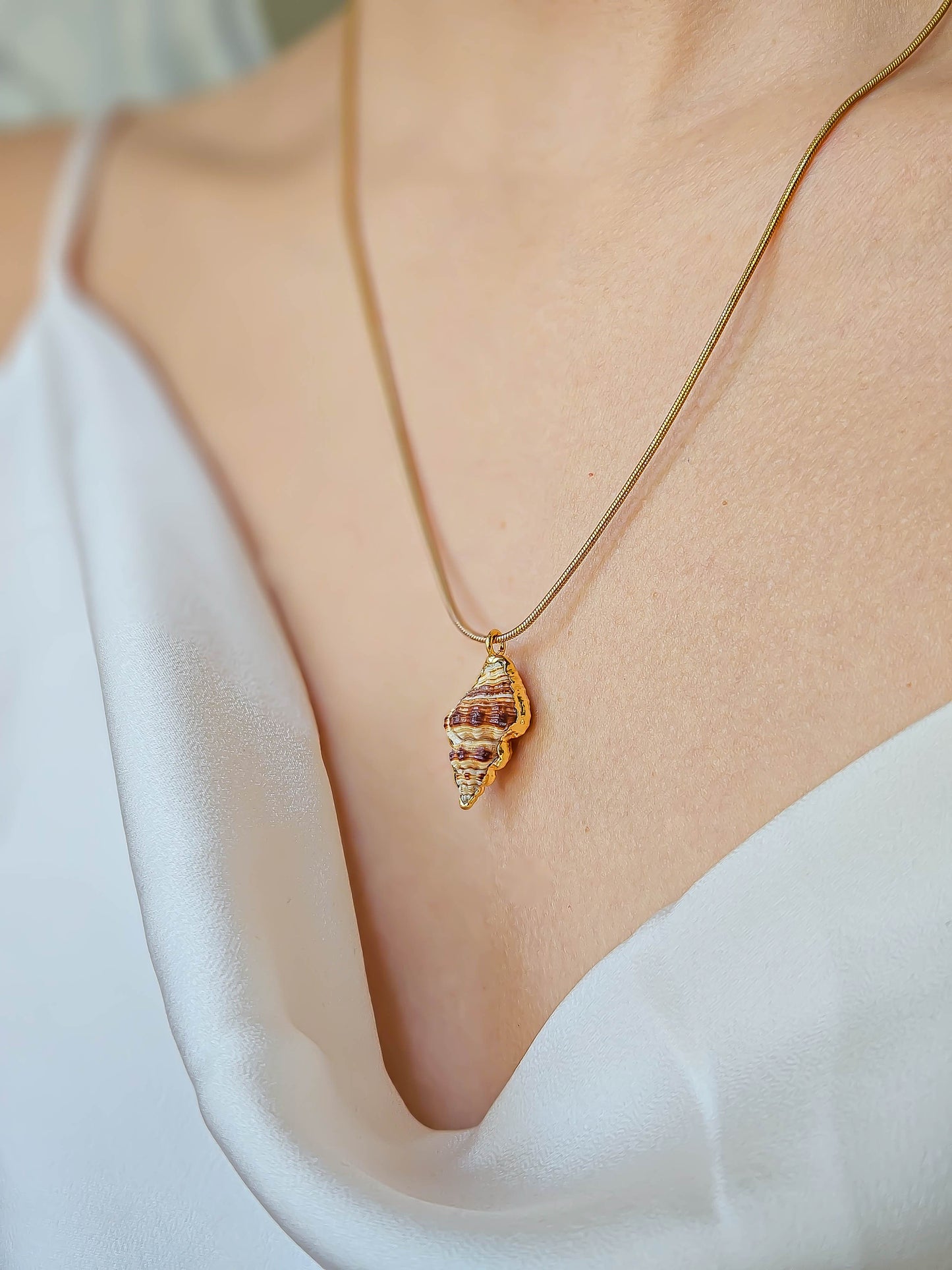 Collier coquillage, doré