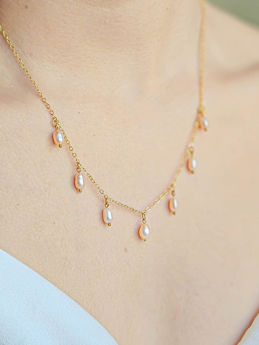 Collier pluie perlée, Or