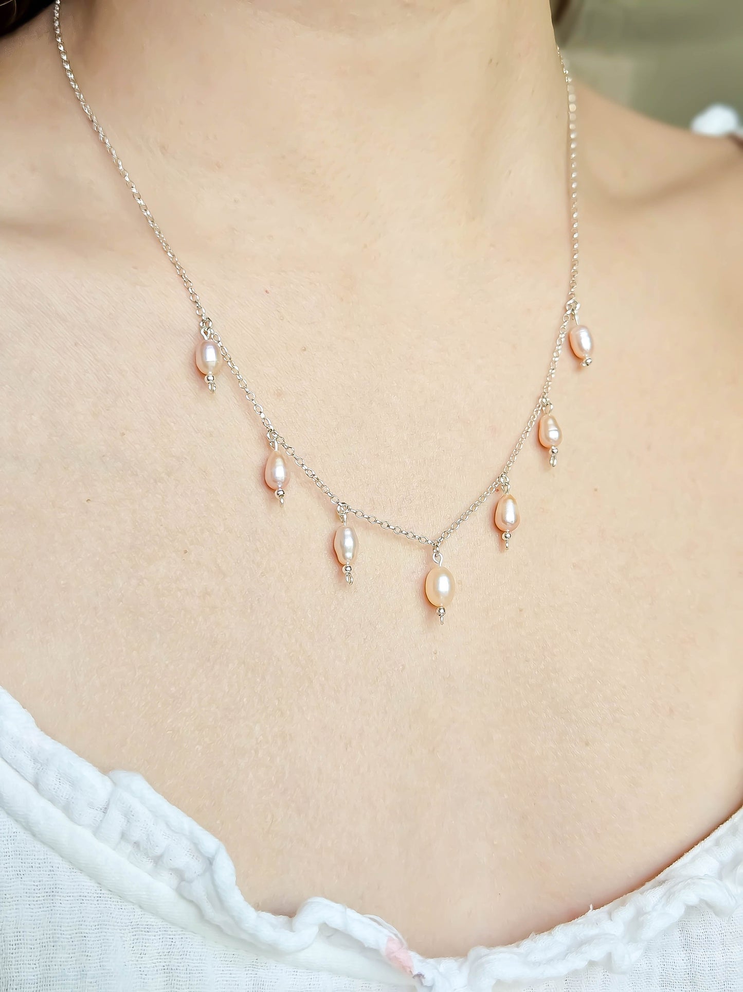 Collier pluie perlée, Argent