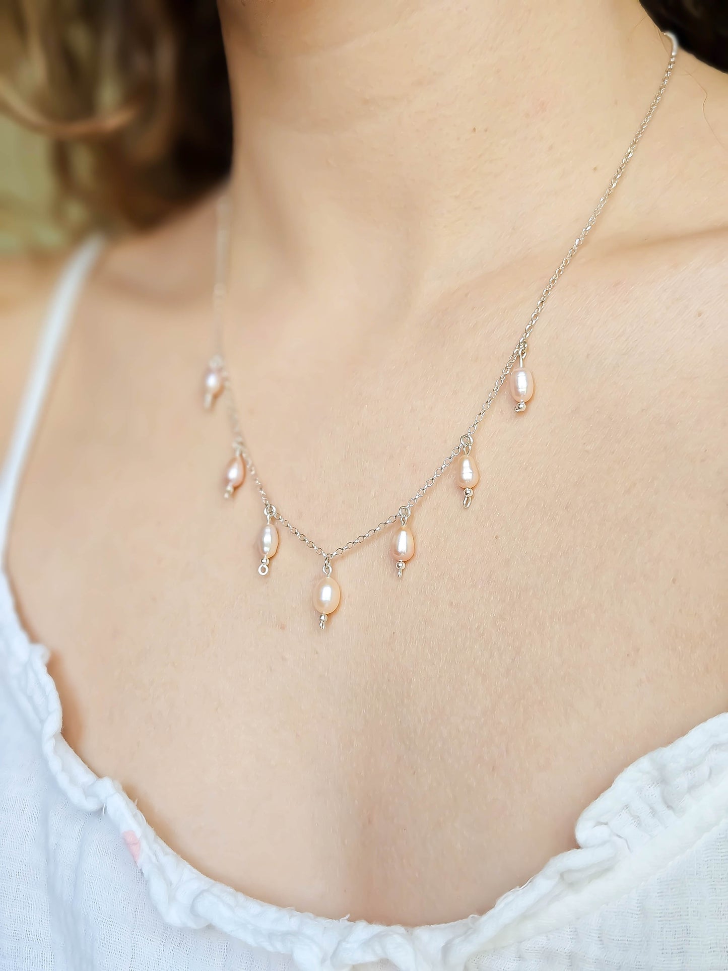 Collier pluie perlée, Argent