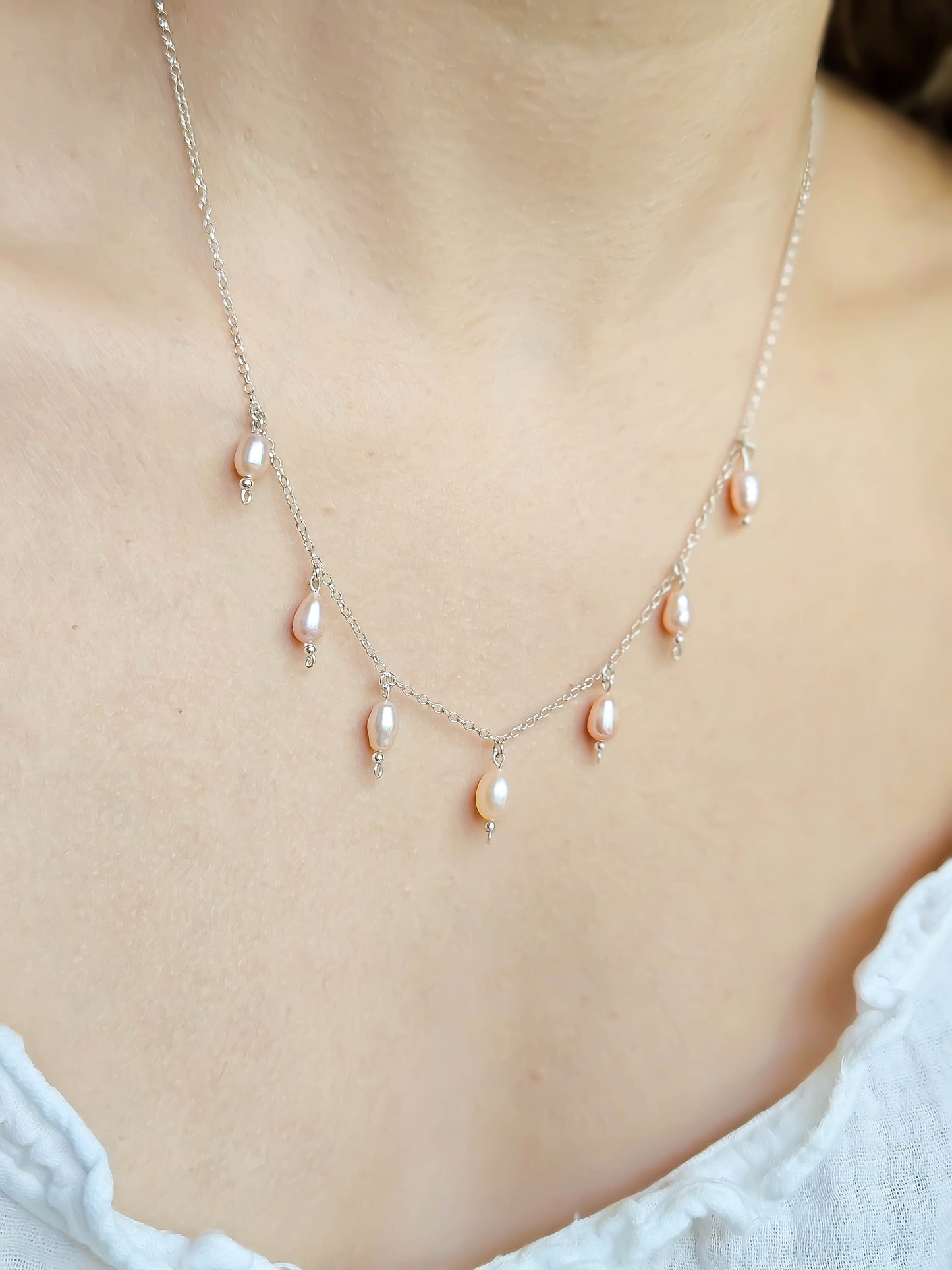 Collier pluie perlée, Argent
