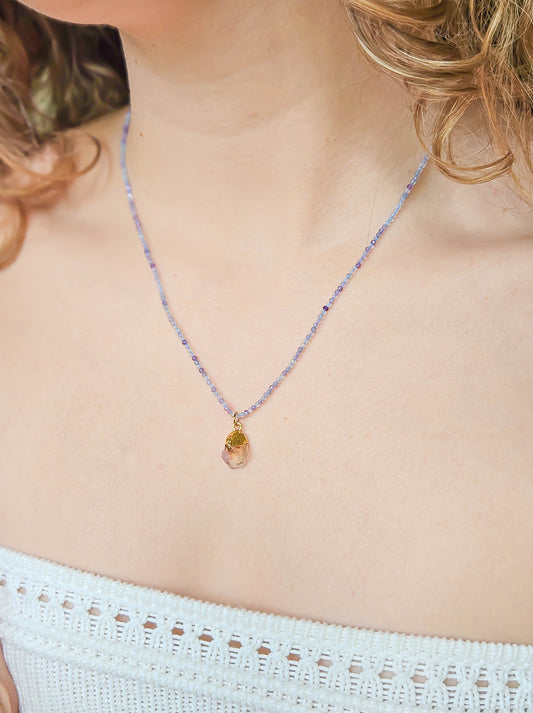 Collier iolite et Amétrine