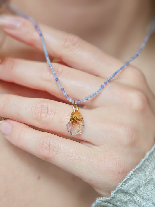 Collier iolite et Amétrine