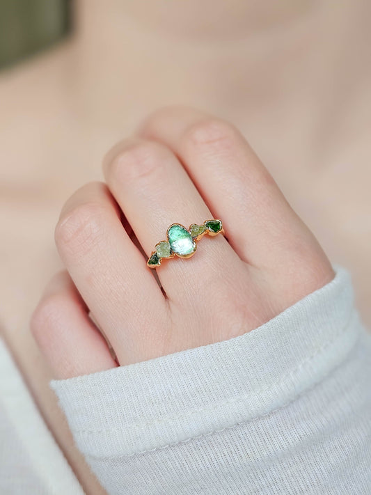Bague Tourmaline verte, doré