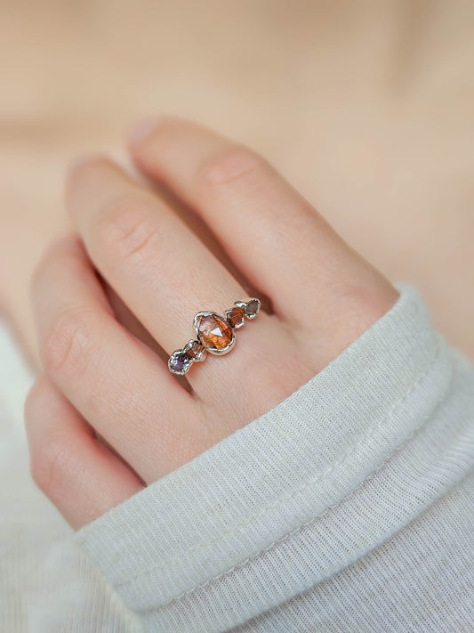 Bague Tourmaline rouge, argenté