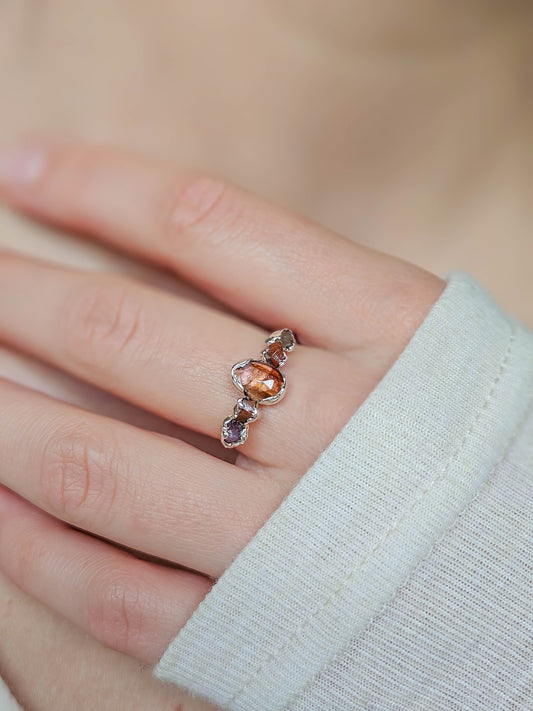 Bague Tourmaline rouge, argenté