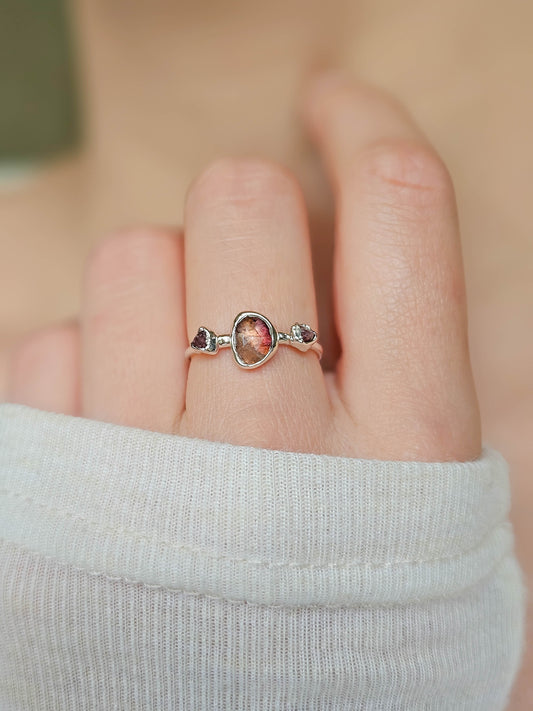 Bague Tourmaline rouge, argent