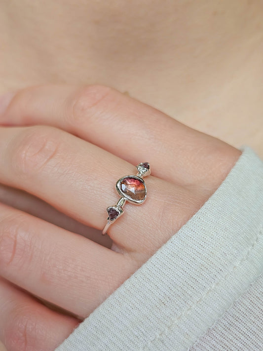 Bague Tourmaline rouge, argent
