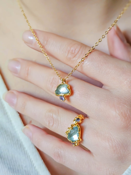 Bague nuage Améthyste, dorée,T52