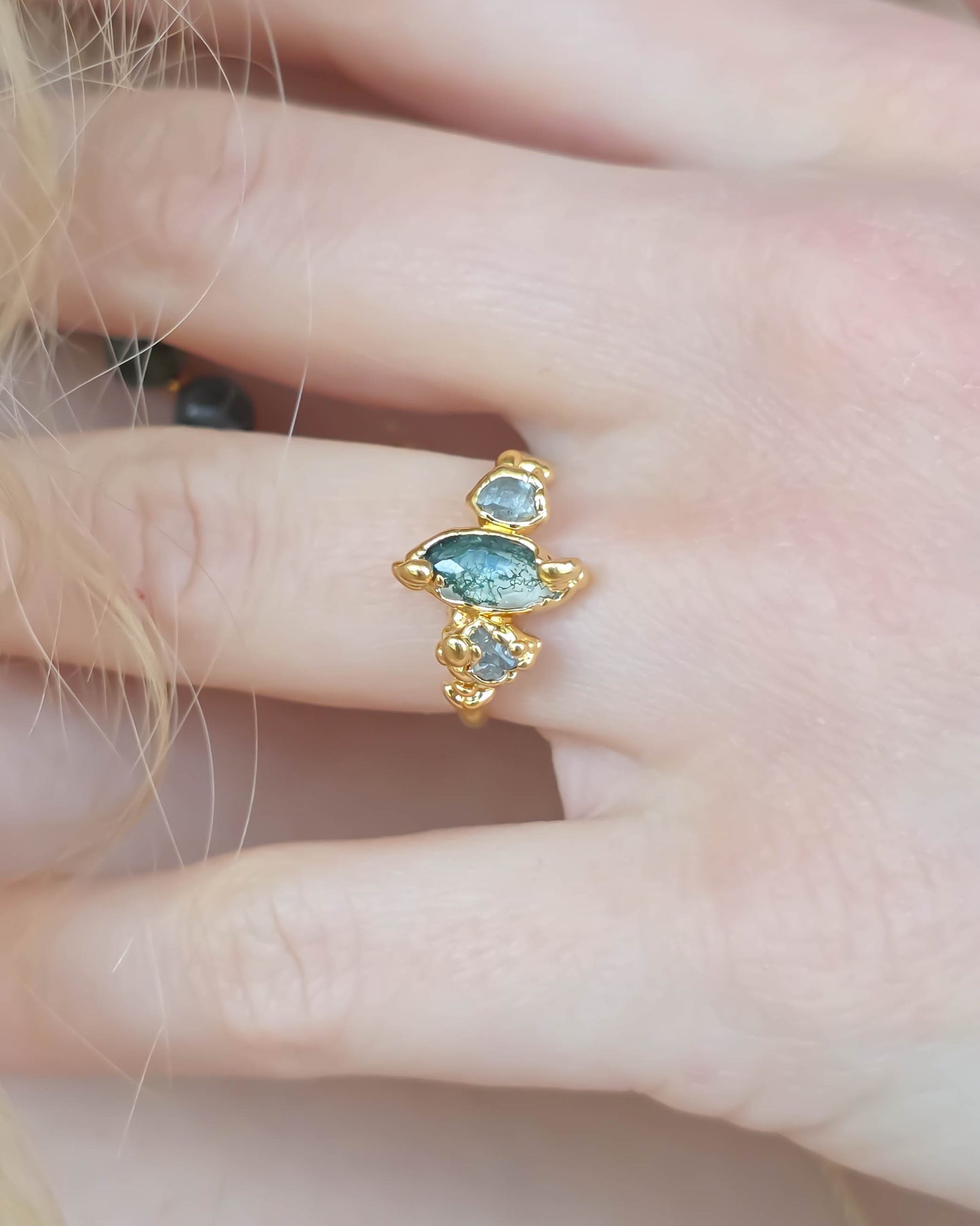 Bague Agate mousse, Marquise