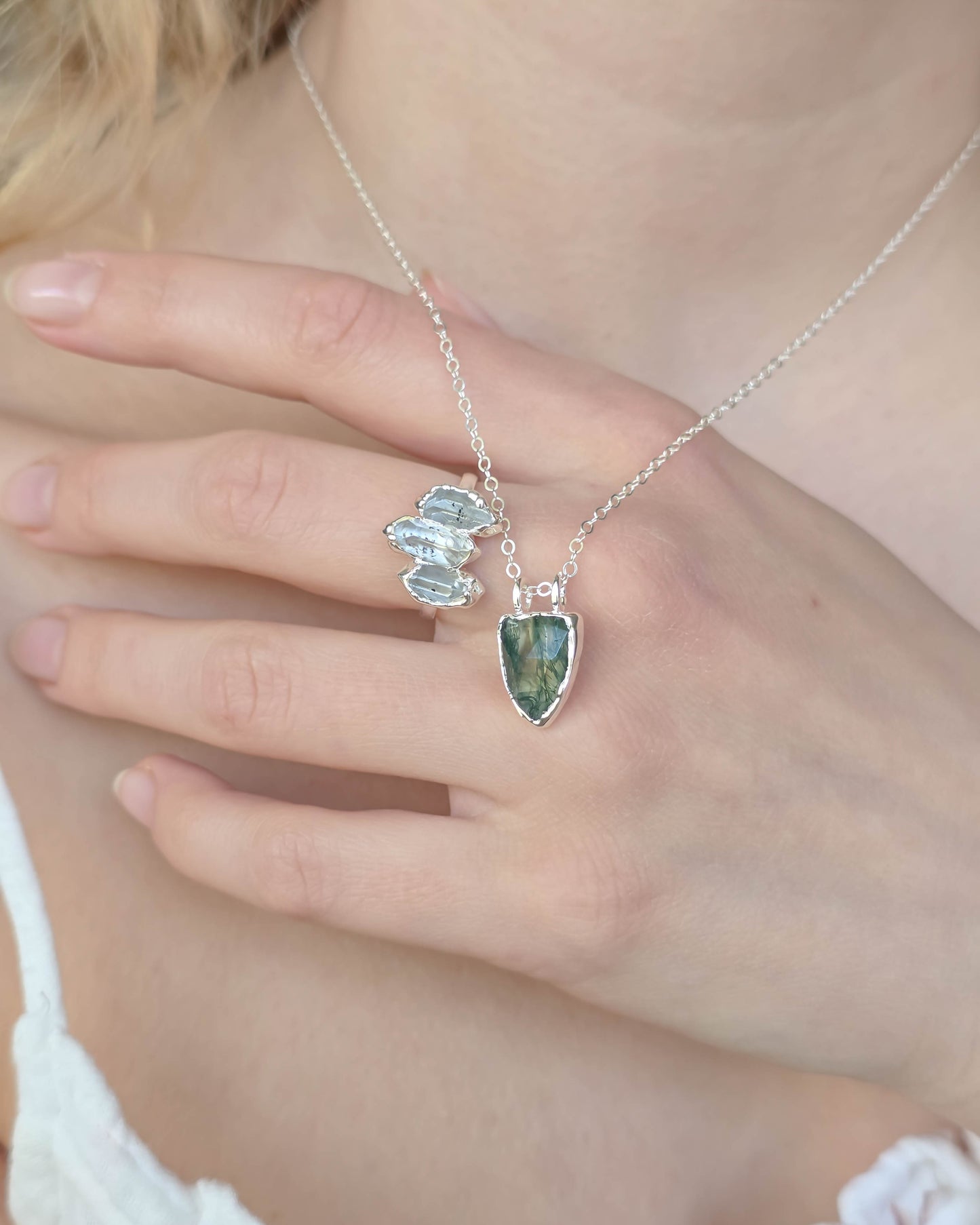 Bague trio de quartz