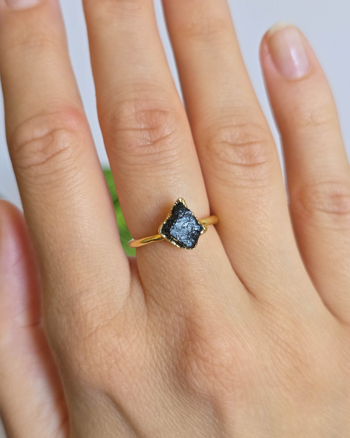 Bague Tourmaline noire, réglable T52-54