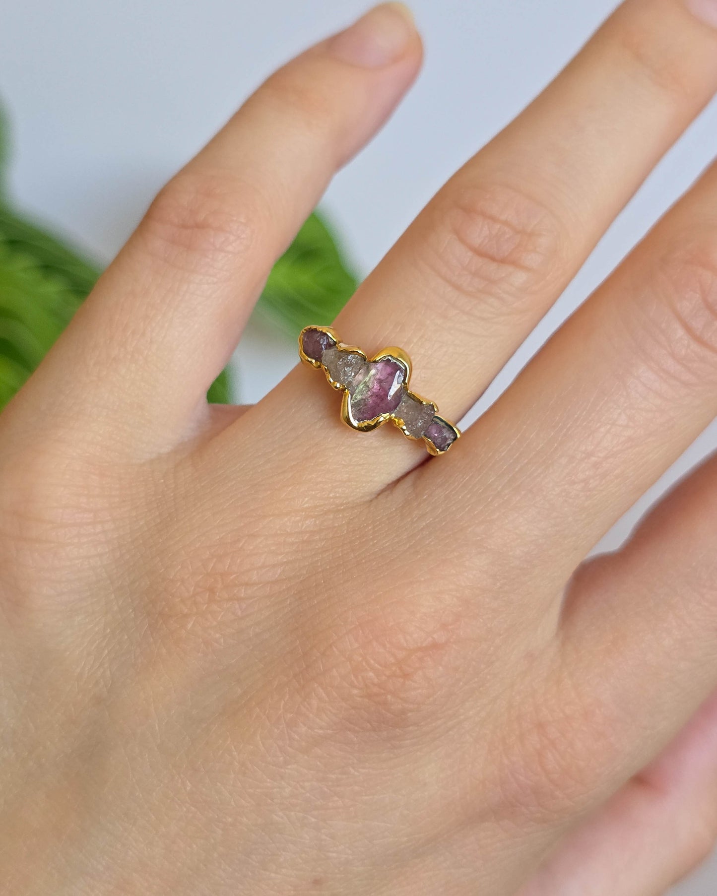 Bague Tourmaline rose, réglable T52-54