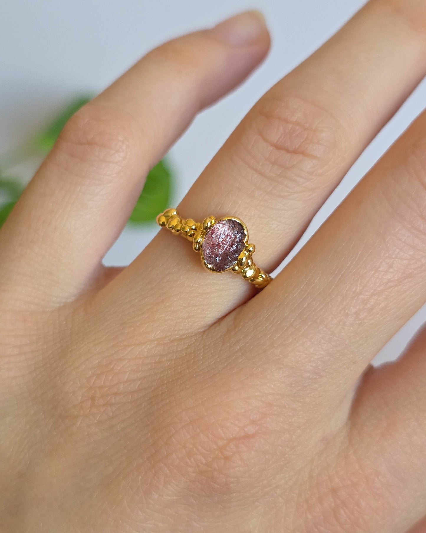Bague quartz fraise, T52