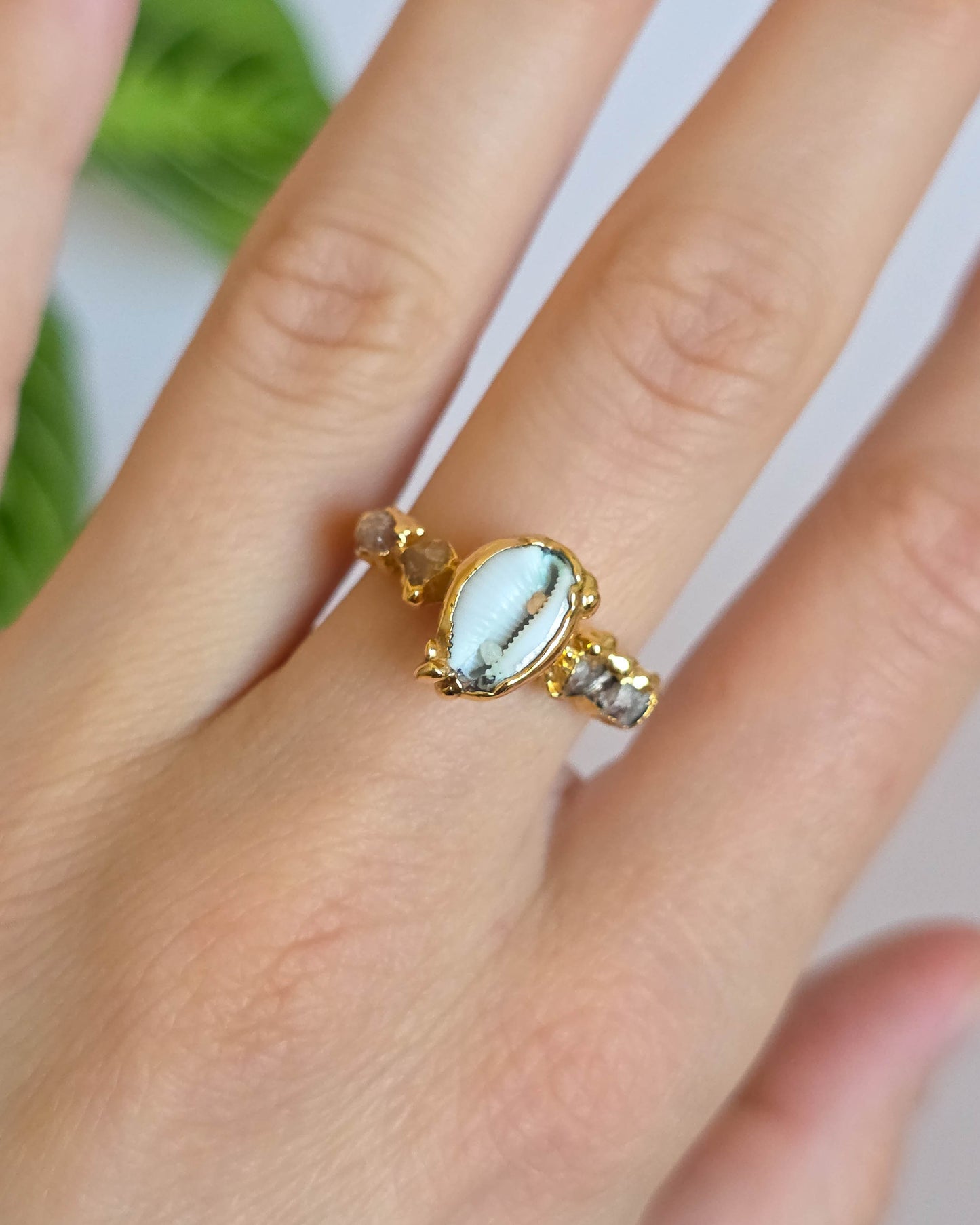 Bague coquillage, réglable T55-57