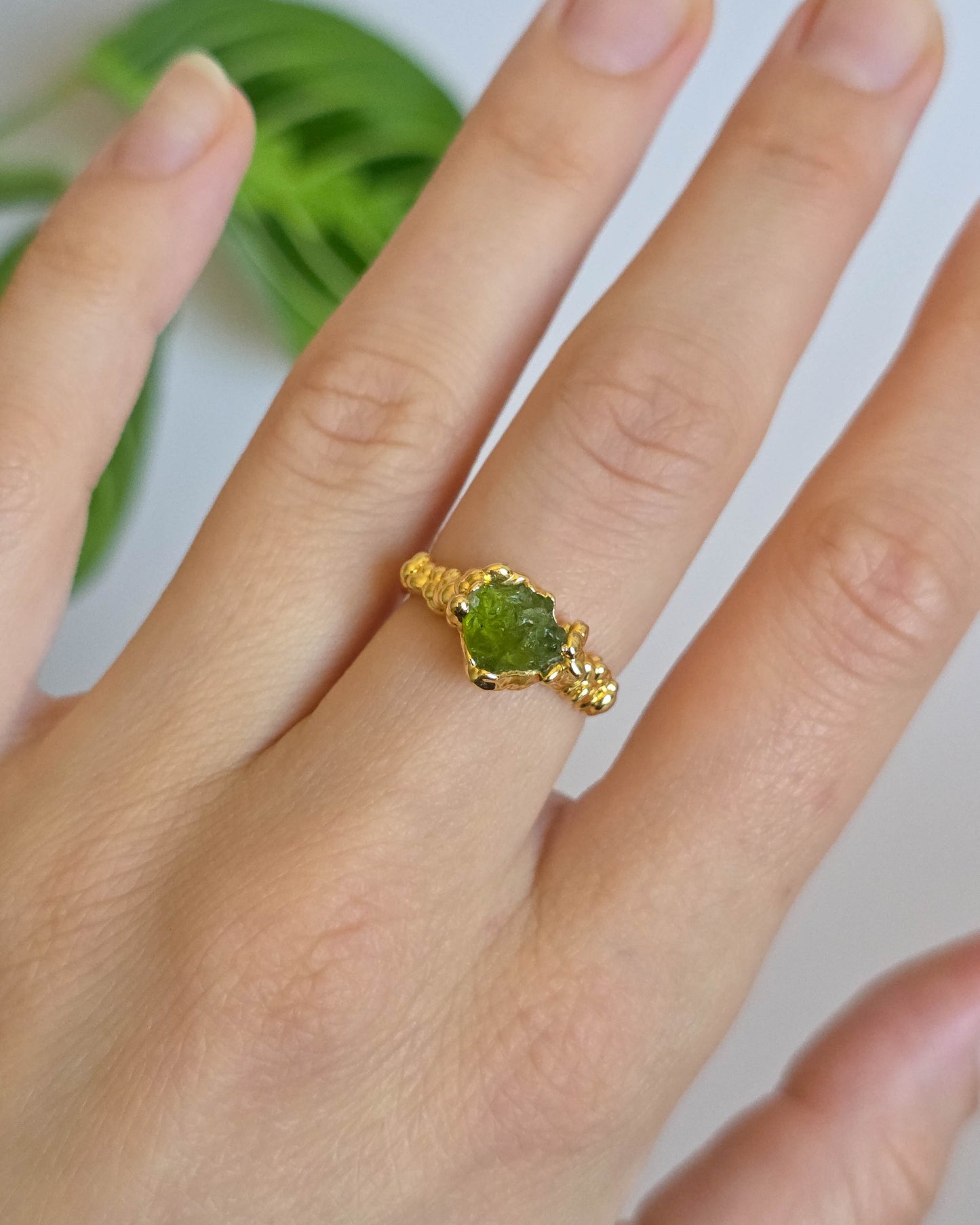Bague Péridot, réglable T53-55