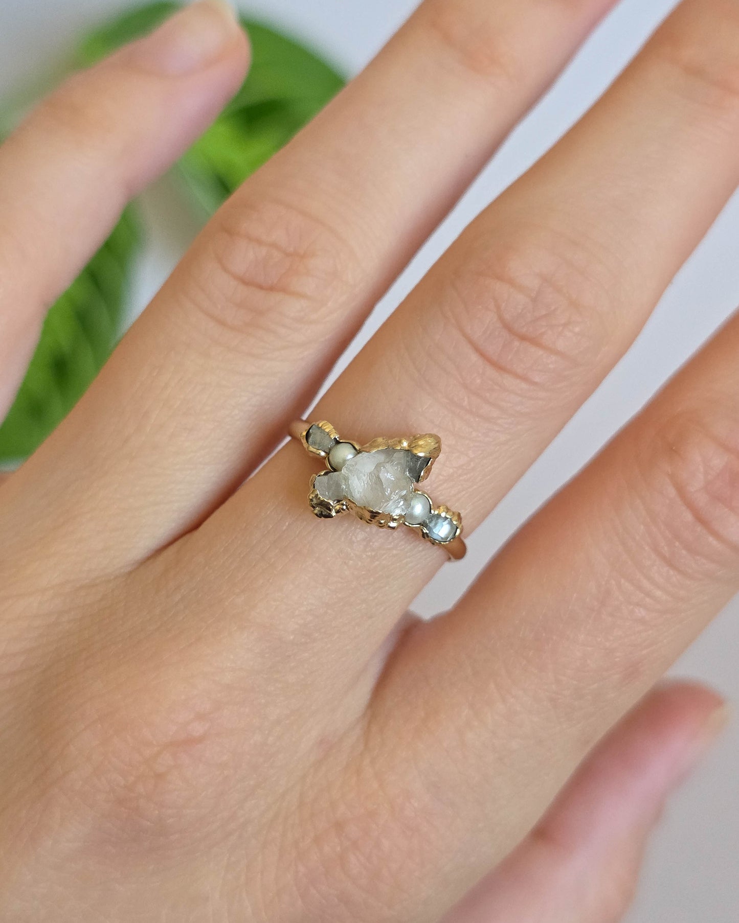 Bague quartz rose, réglable T55-57
