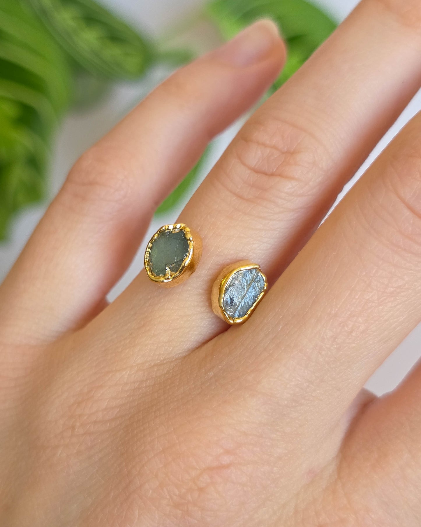 Bague Labradorite, réglable T52-54