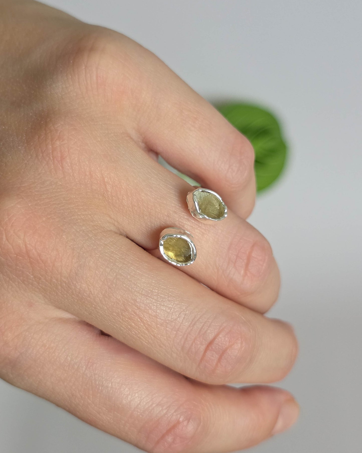 Bague Citrine, réglable T53-54