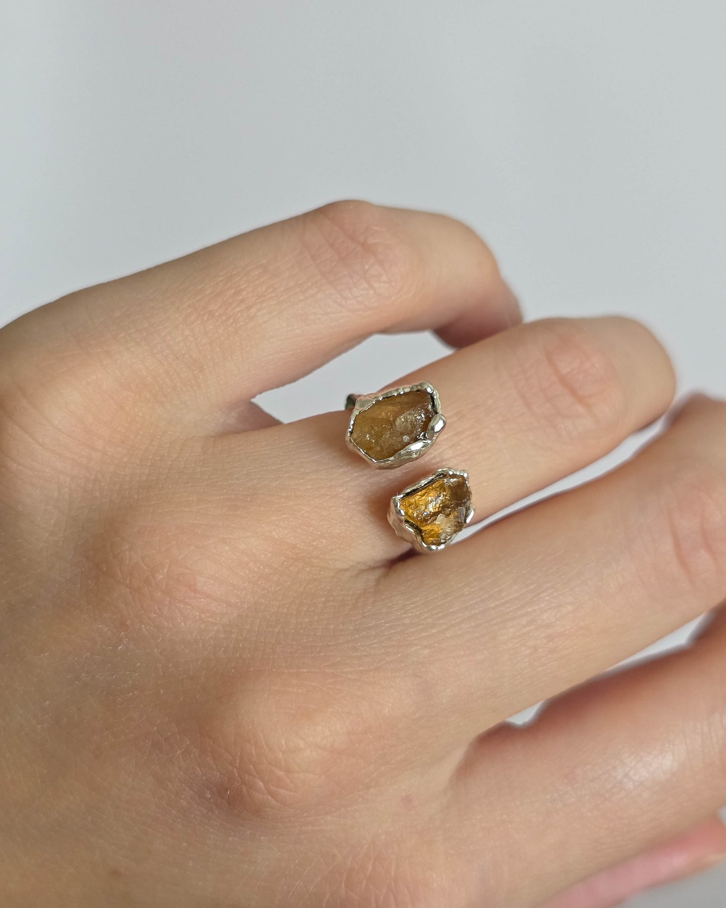 Bague citrine réglable T48-49