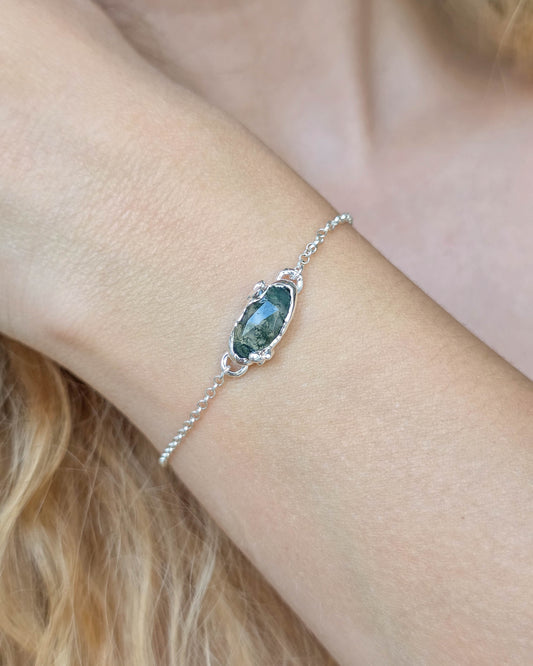 Bracelet Agate mousse, Argent