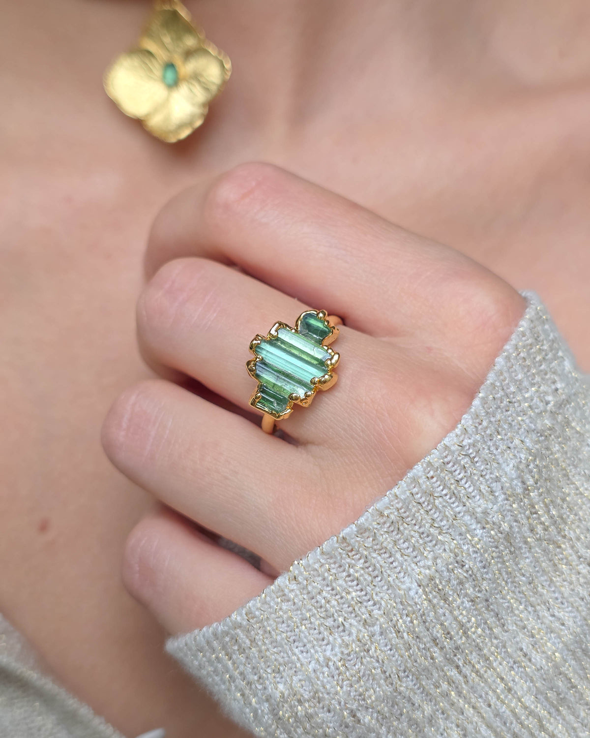 Bague N°4 Tourmaline , réglable T58/62