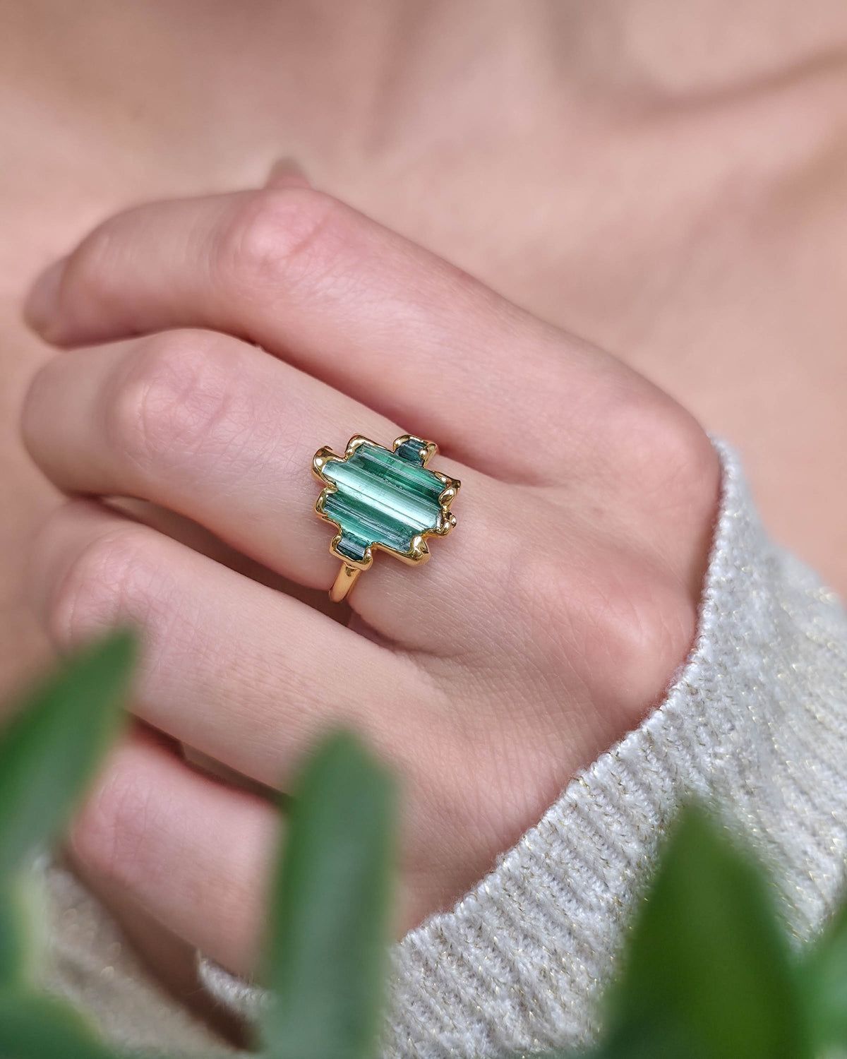 Bague N°8 Tourmaline , réglable T54/57