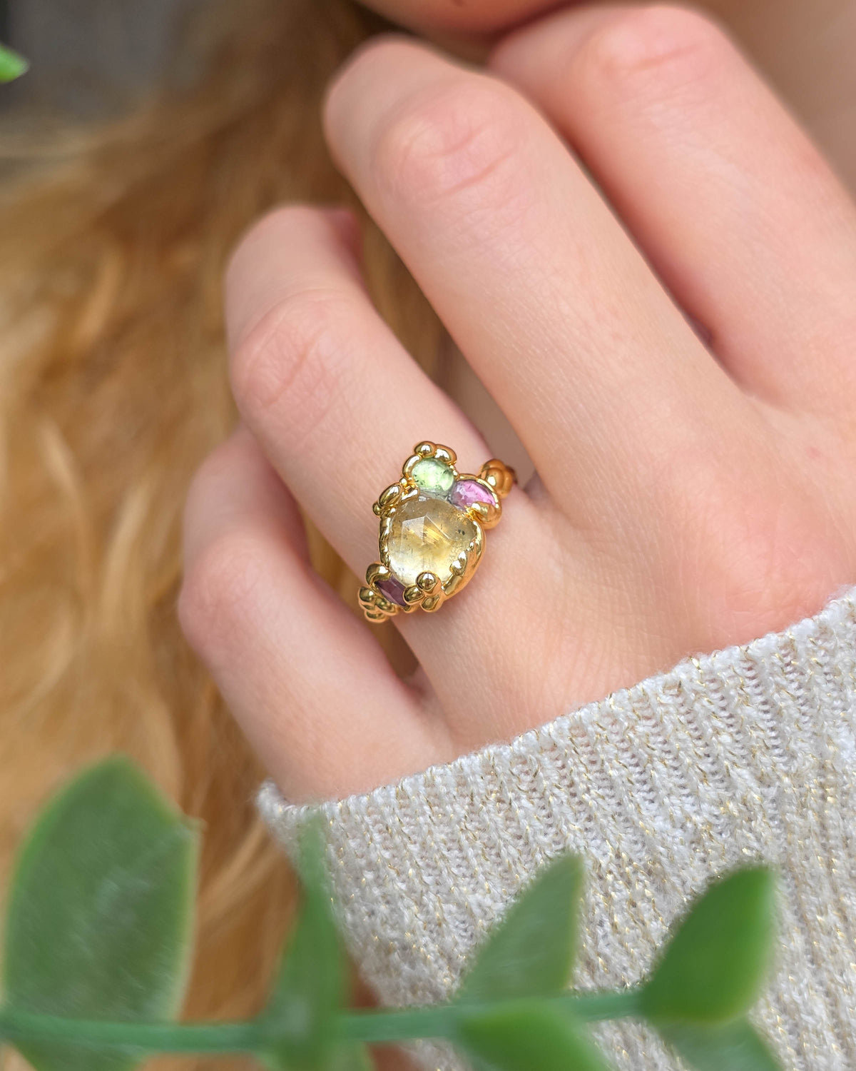 Bague N°2 Citrine, réglable T52/54