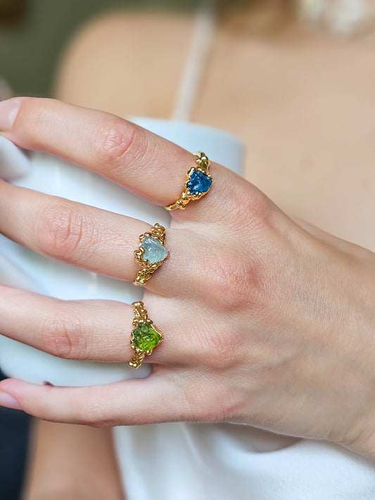 Bague Bourgeon personnalisable en pierre naturelle brute – Joyo Jewelry