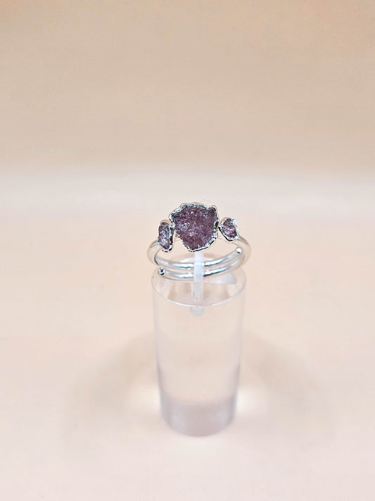 Bague en Quartz fraise, argenté