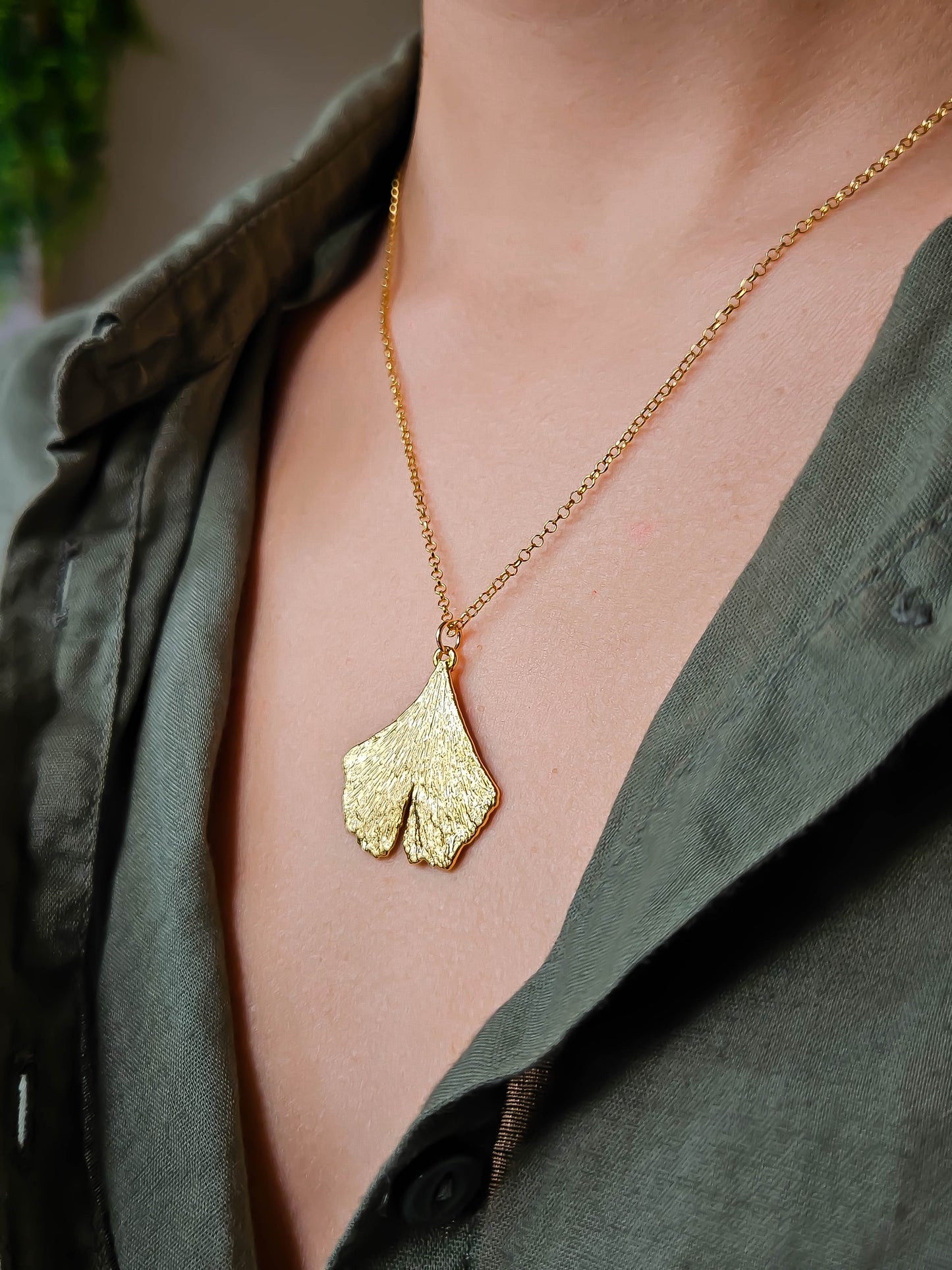 Collier Ginkgo, doré