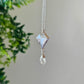 Collier argent pierre de lune blanche et pointe de quartz