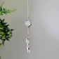 Collier argent Pierre de lune blanche et 3 pointe de quartz II